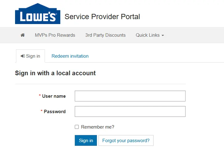 Login to Lowe's services portal