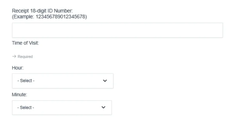 Enter Lowe's Survey ID and Time of your visit details from the Receipt.